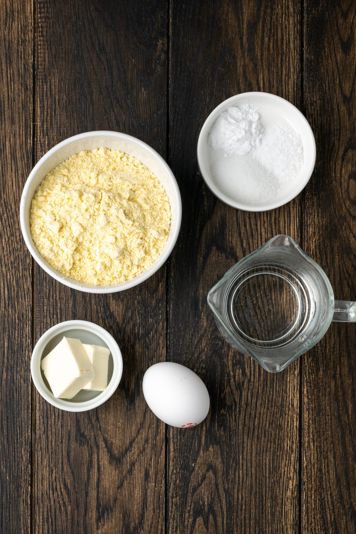 The ingredients for hot water cornbread.