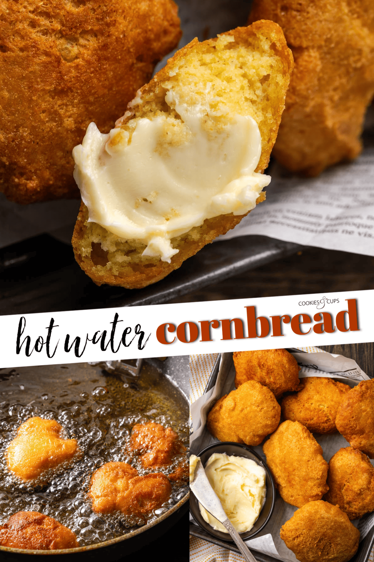 Hot Water Cornbread Pinterest Image Collage