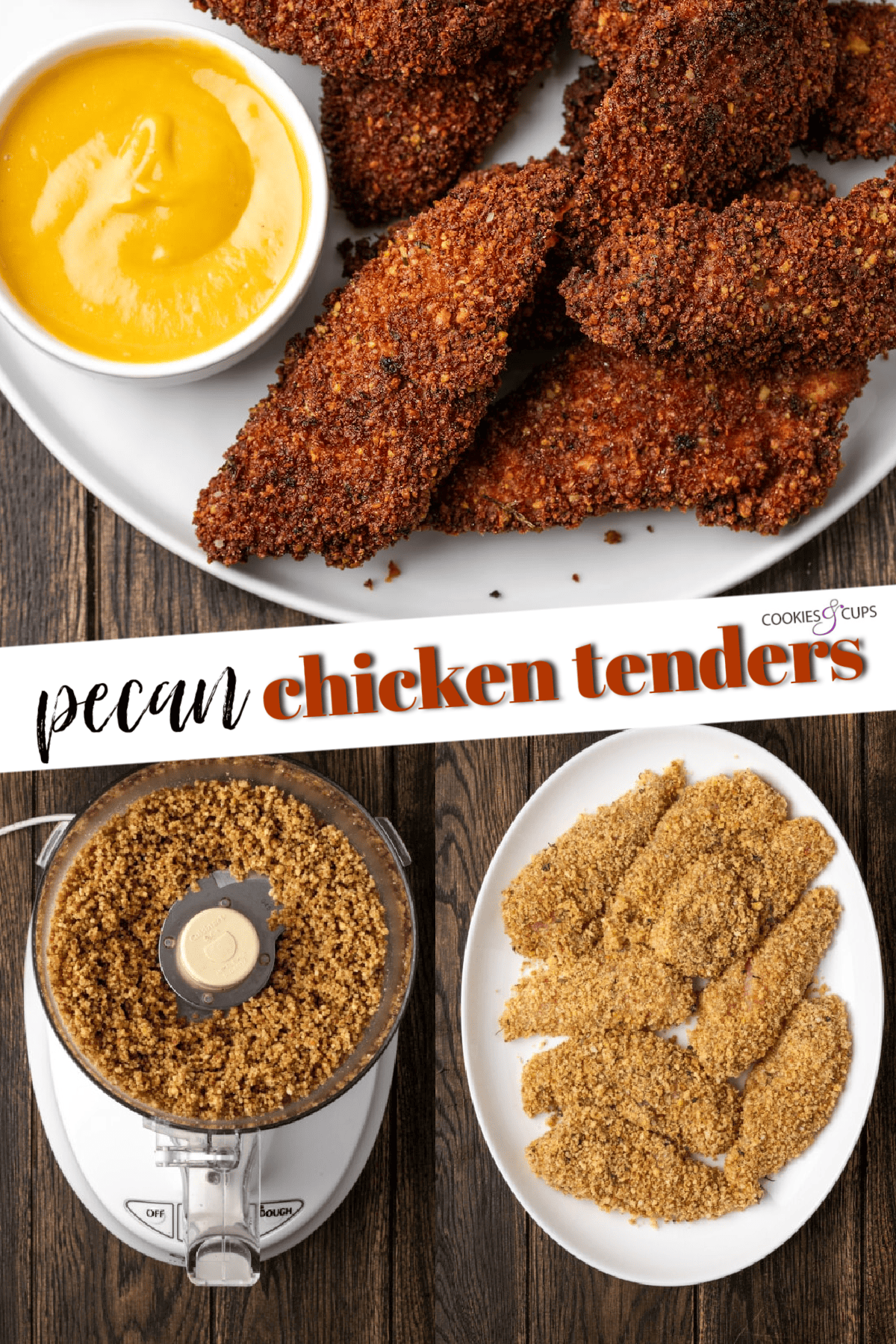 Pecan Crusted Chicken Tenders Pinterest Image Collage