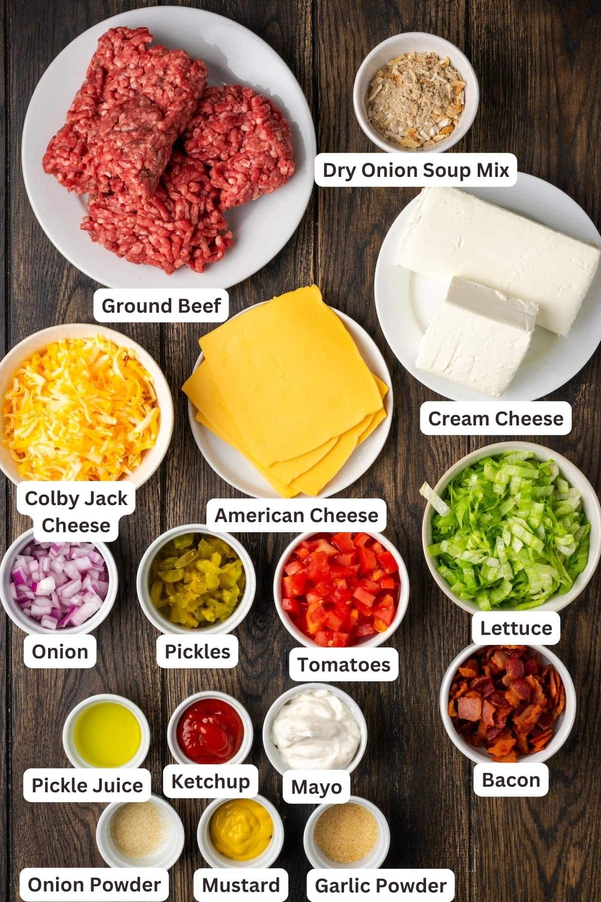 Ingredient for Cheeseburger Dip recipe.
