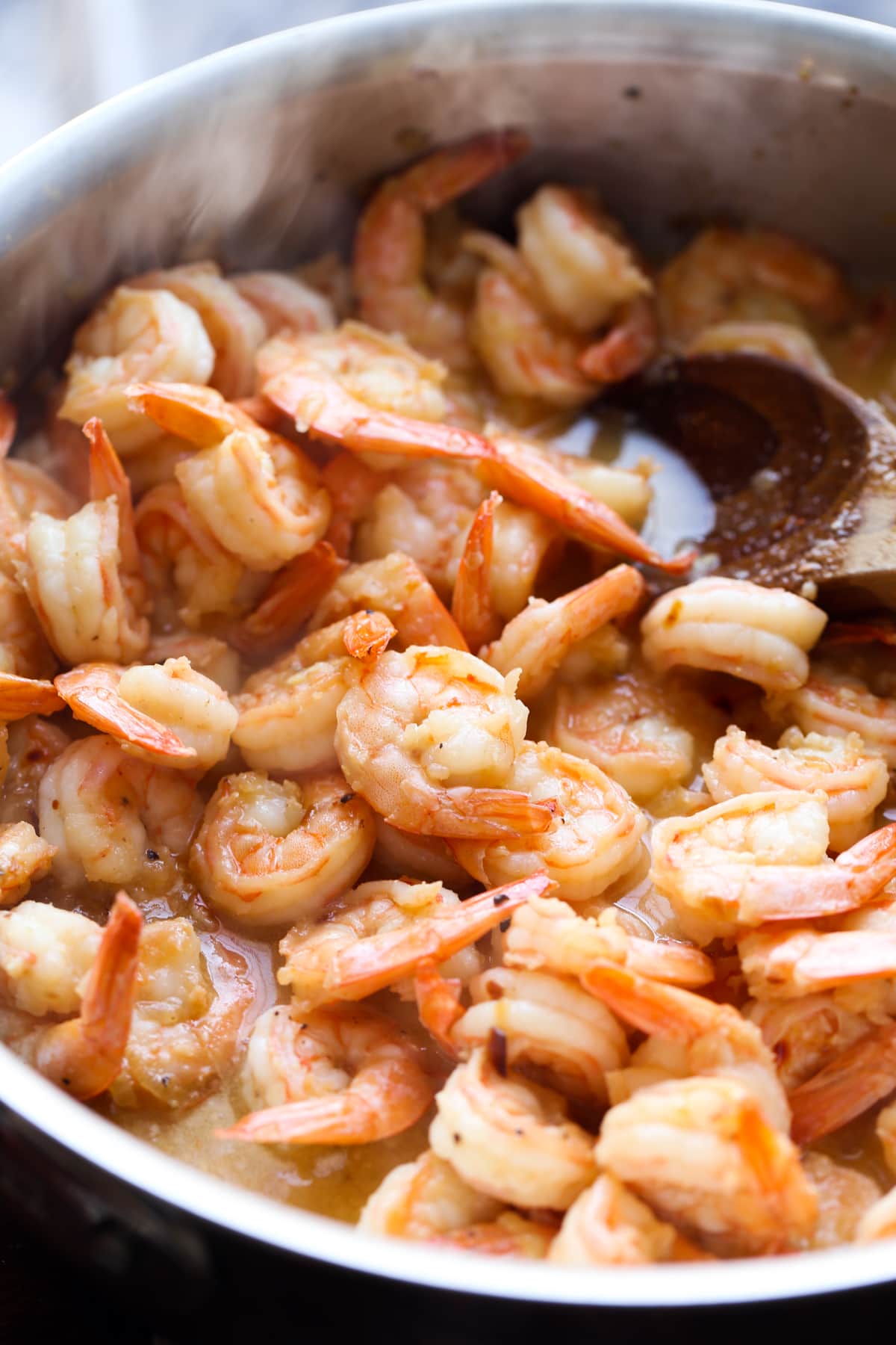 Shrimp cooked in a butter sauce.