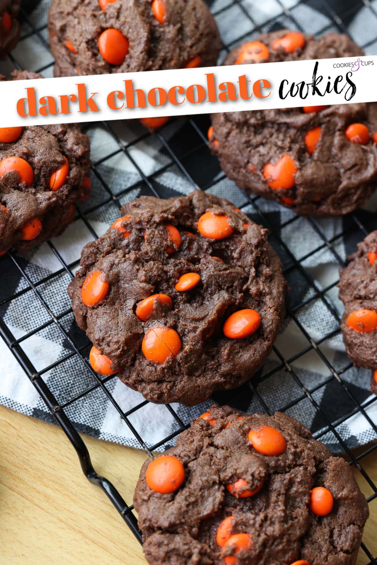 Dark Chocolate Halloween Cookies PInterest Image