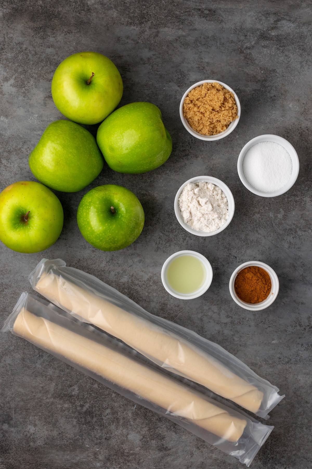 The ingredients for mini apple pies.