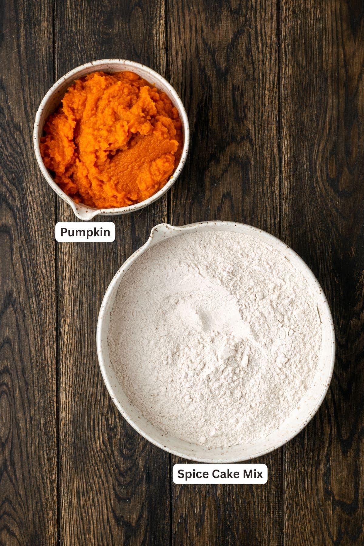 Ingredients for Cake Mix Pumpkin Cookies.