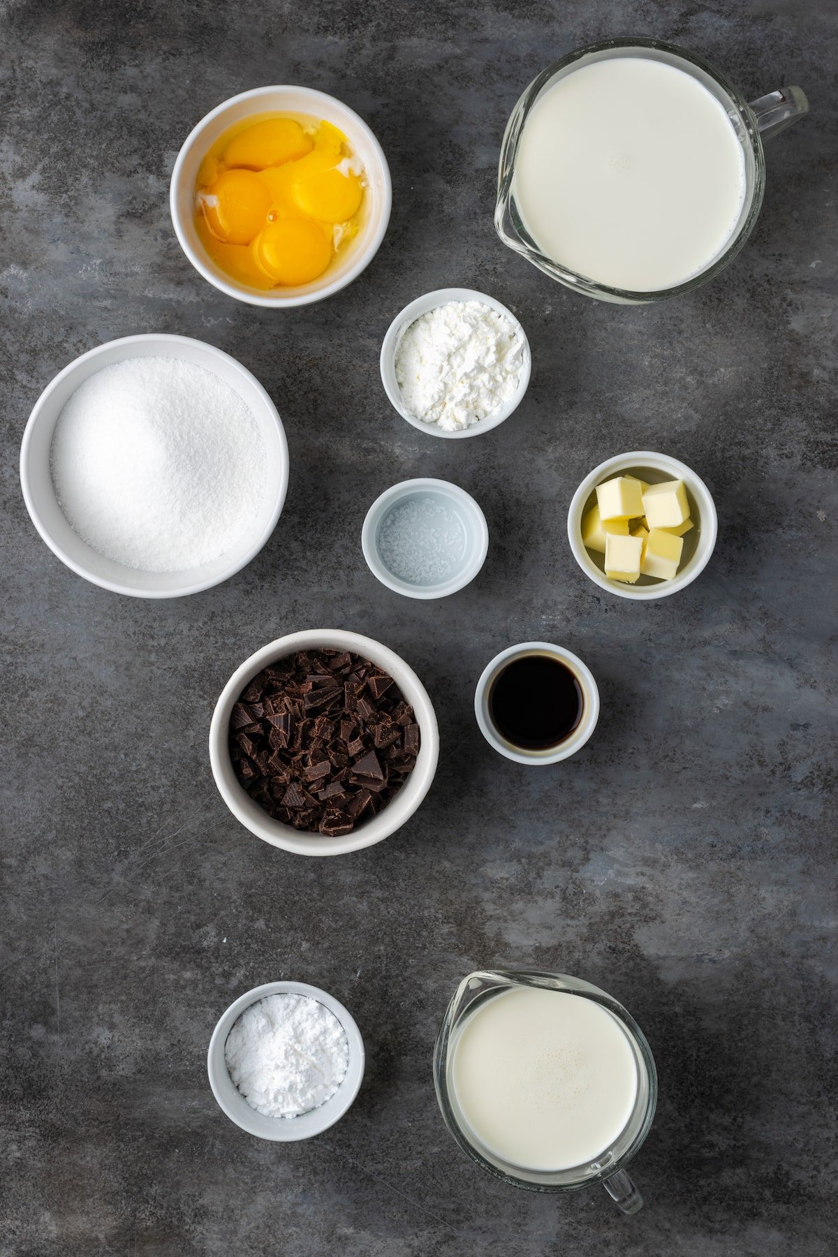 Ingredients for chocolate pudding pie.