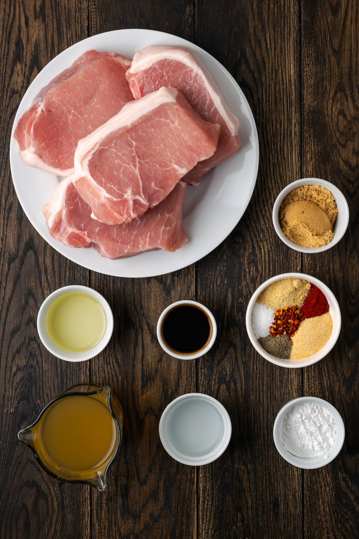 Ingredients for instant pot pork chops.