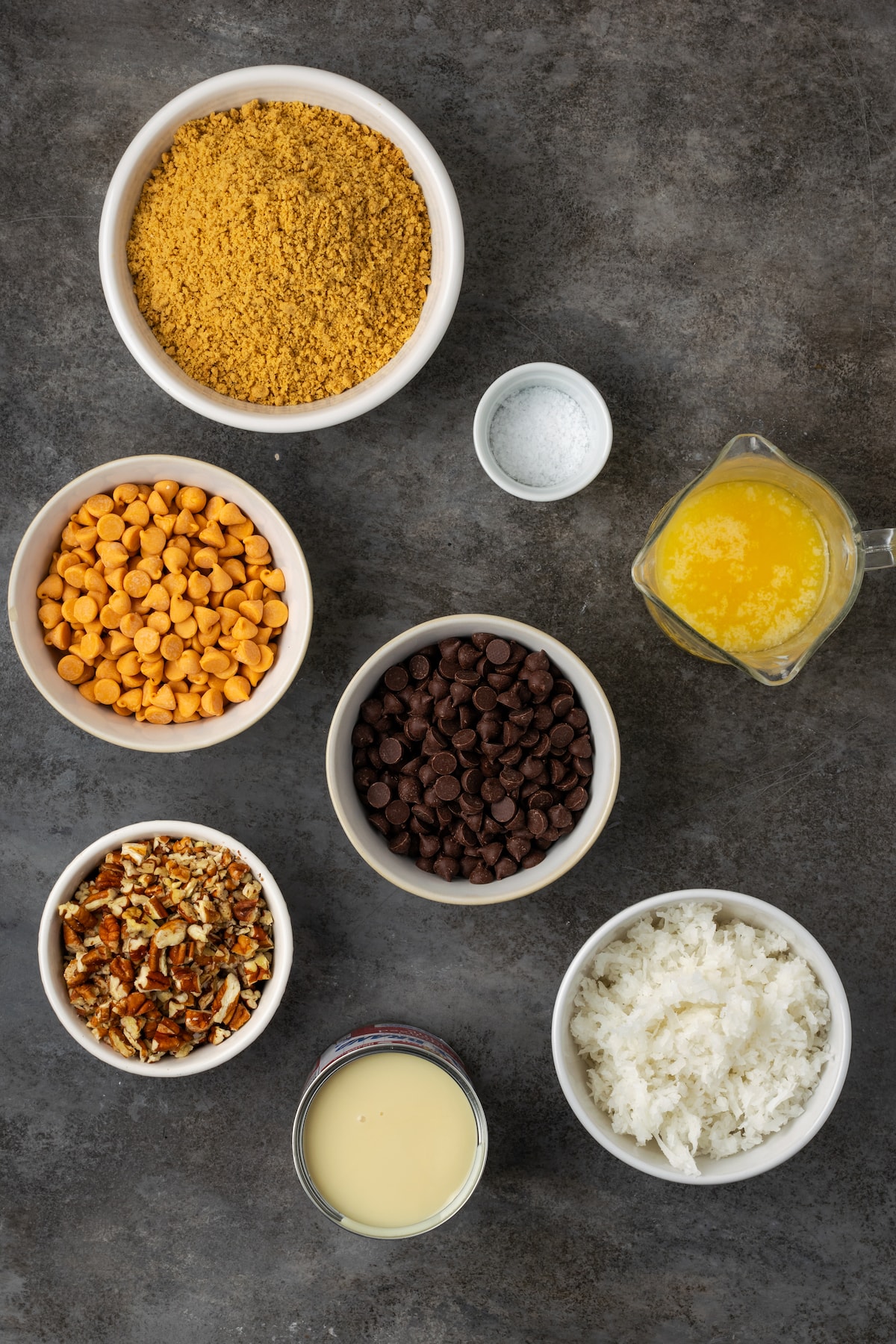 Ingredients for 7-layer magic bars.