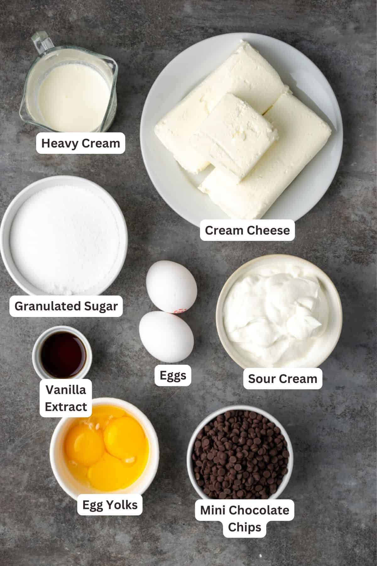 This baked cannoli cheesecake is an easy recipe inspired by the classic Italian dessert! Finished with a sweet and spiced mascarpone topping. Ingredients for Cannoli Cheesecake.