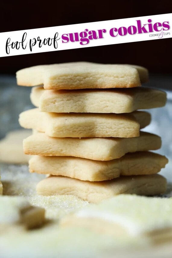 Easy Cur Out No Chill Sugar Cookies Pinterest Image with text