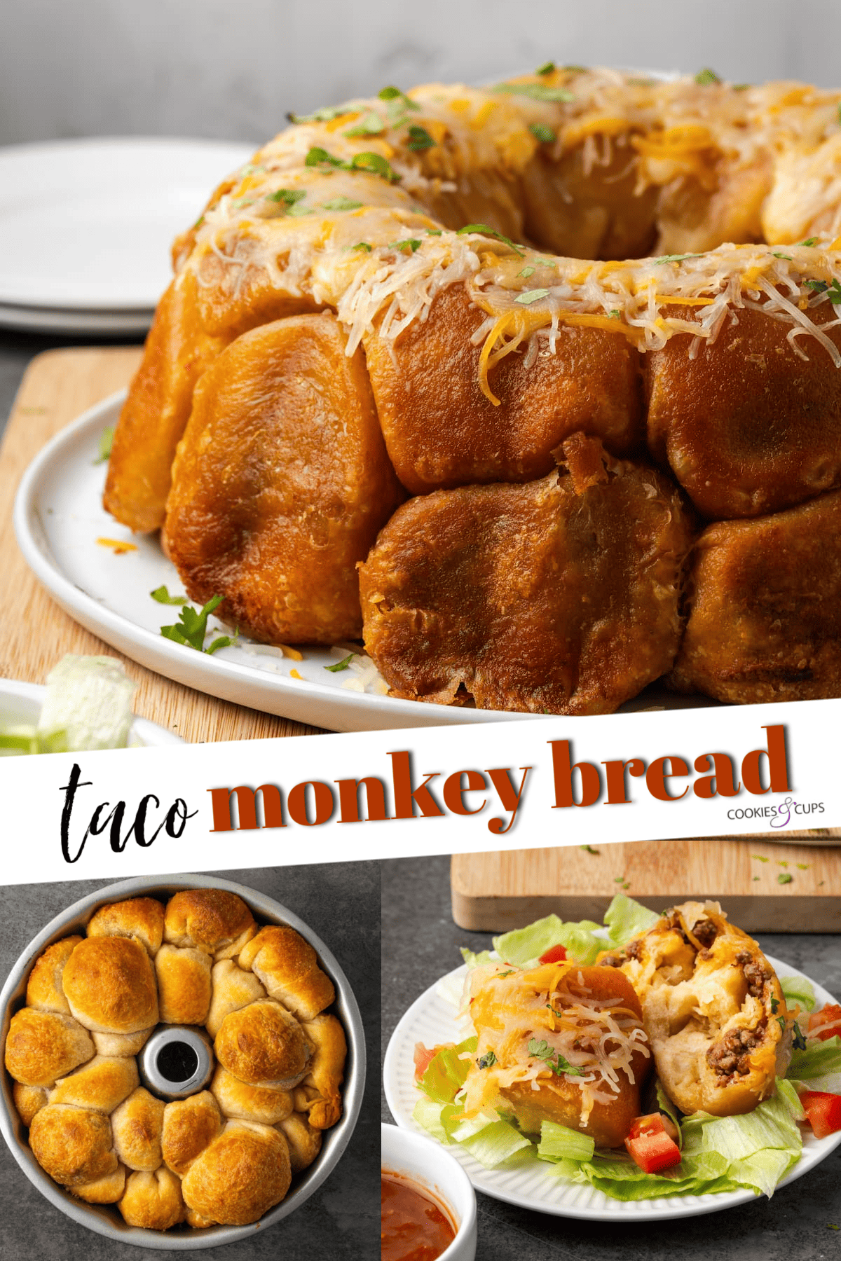 Taco Monkey Bread Pinterest Image Collage