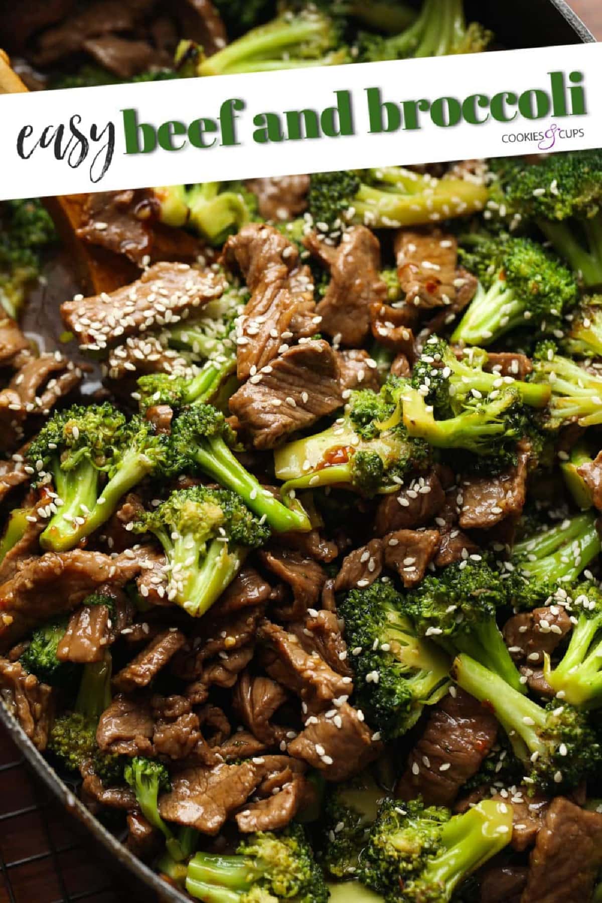 Easy Beef and Broccoli Pinterest Image with text