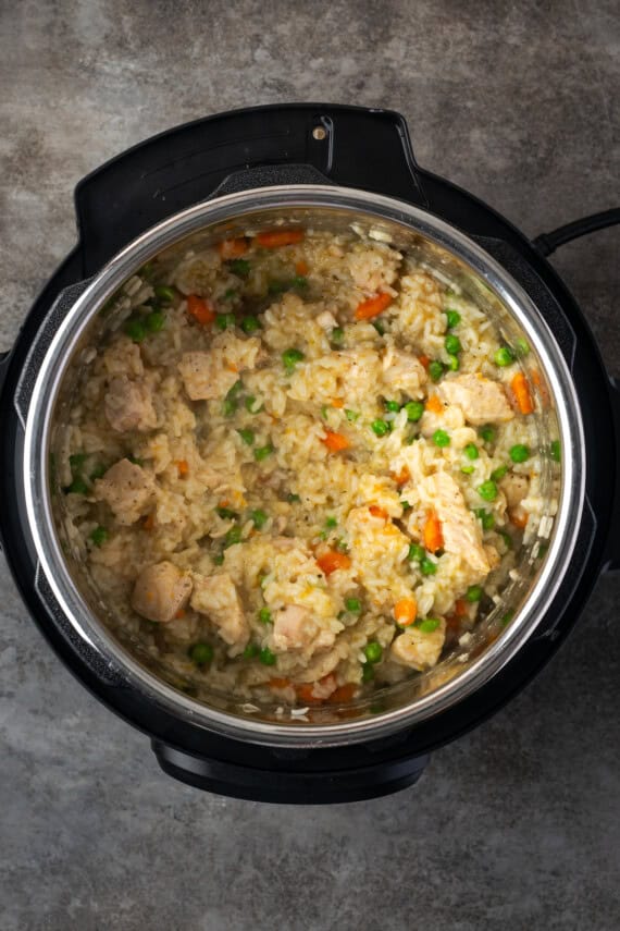 Finished chicken and rice in the instant pot.