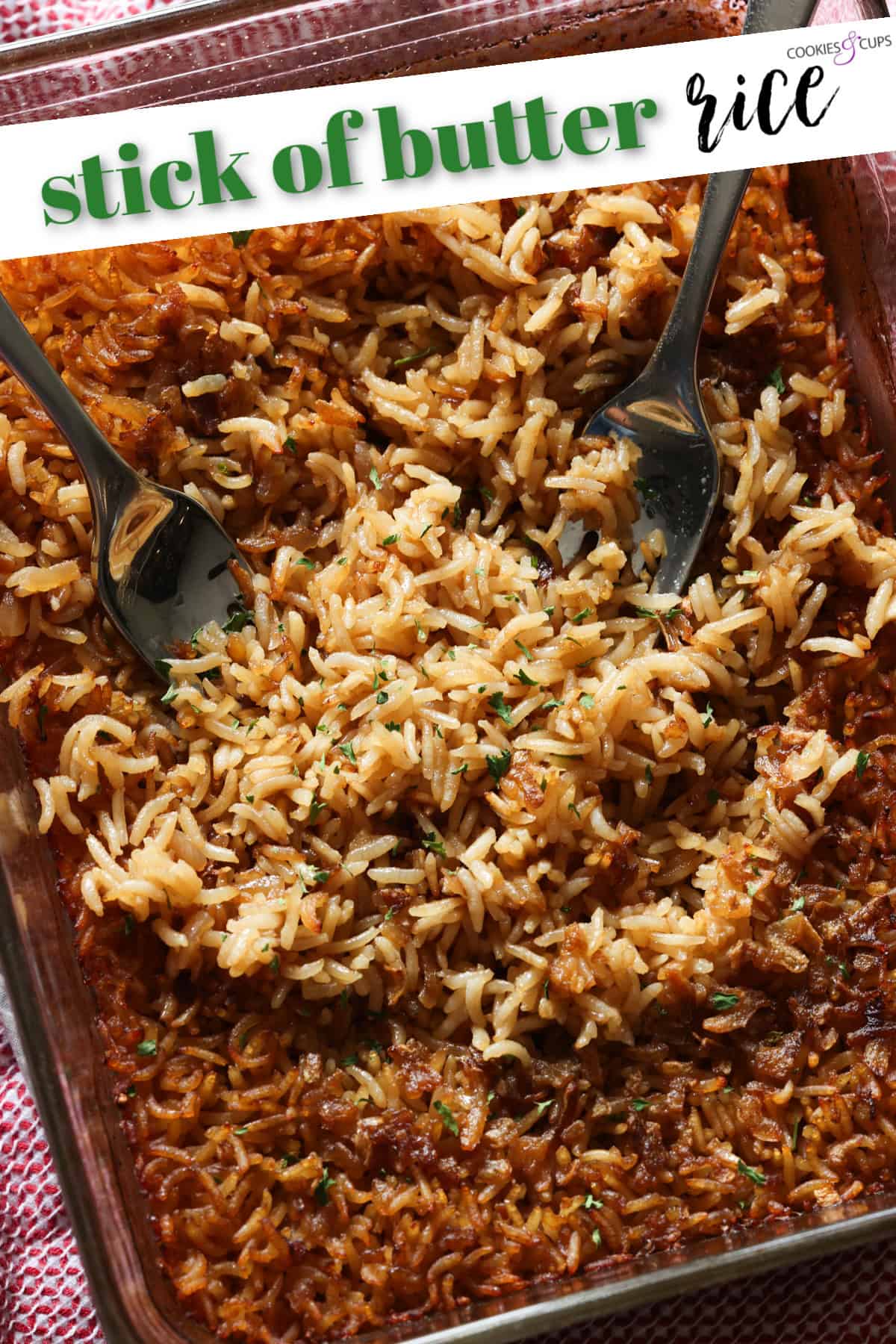 Stick of Butter Rice Pinterest Image with text
