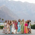 girls in palm springs in front of the mountains