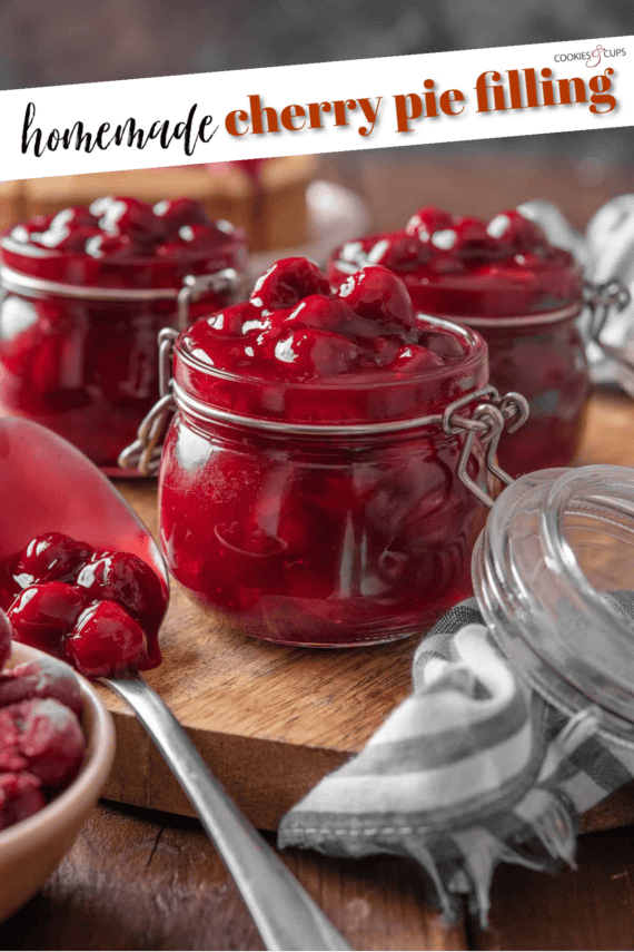 Homemade Cherry Pie Filling Pinterest Image with text