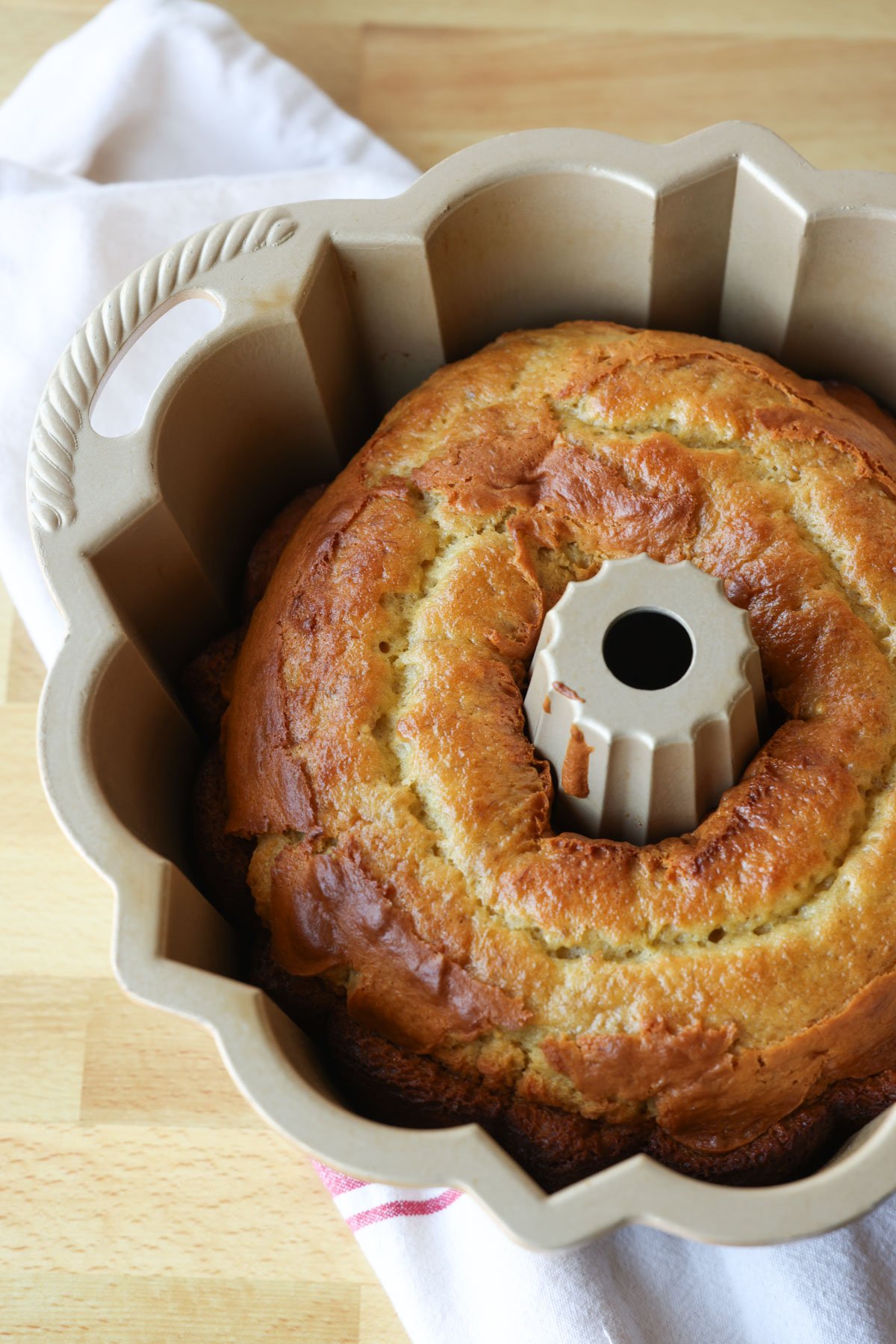 Banana Bundt Cake in a bundt pan