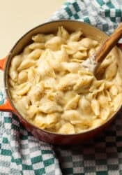 Copycat Panera Bread Mac and Cheese made in a dutch oven