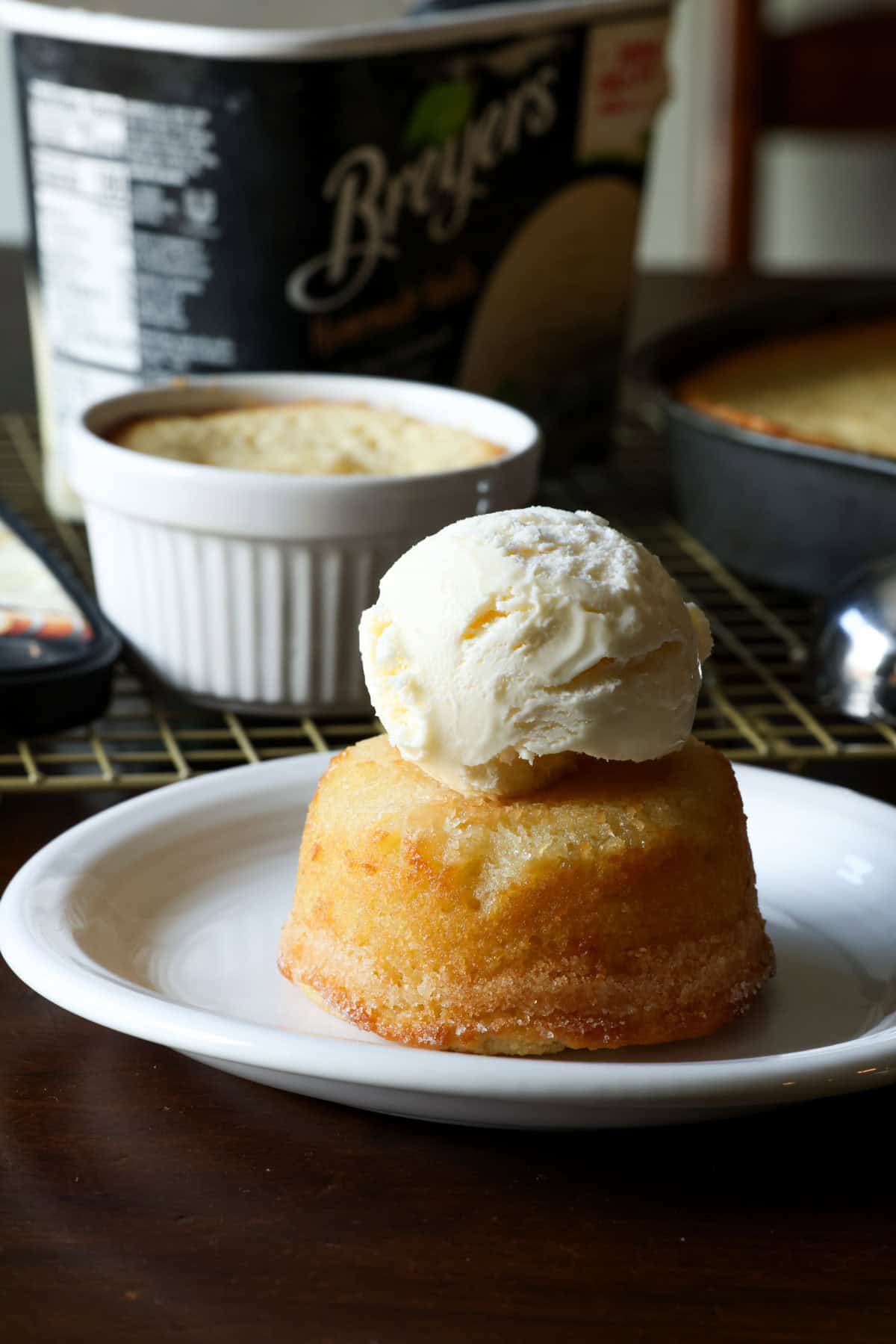 This insanely moist Copycat Butter Cake Recipe is a dupe for the Crumbl Butter Cake and the warm butter cake at California Pizza Kitchen. A warm individual butter cake topped with vanilla ice cream