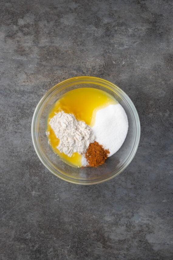 Streusel topping ingredients combined in a bowl.