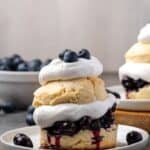 Blueberry shortcake on a plate.
