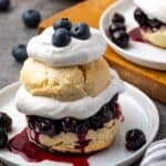 Blueberry shortcake on a plate.