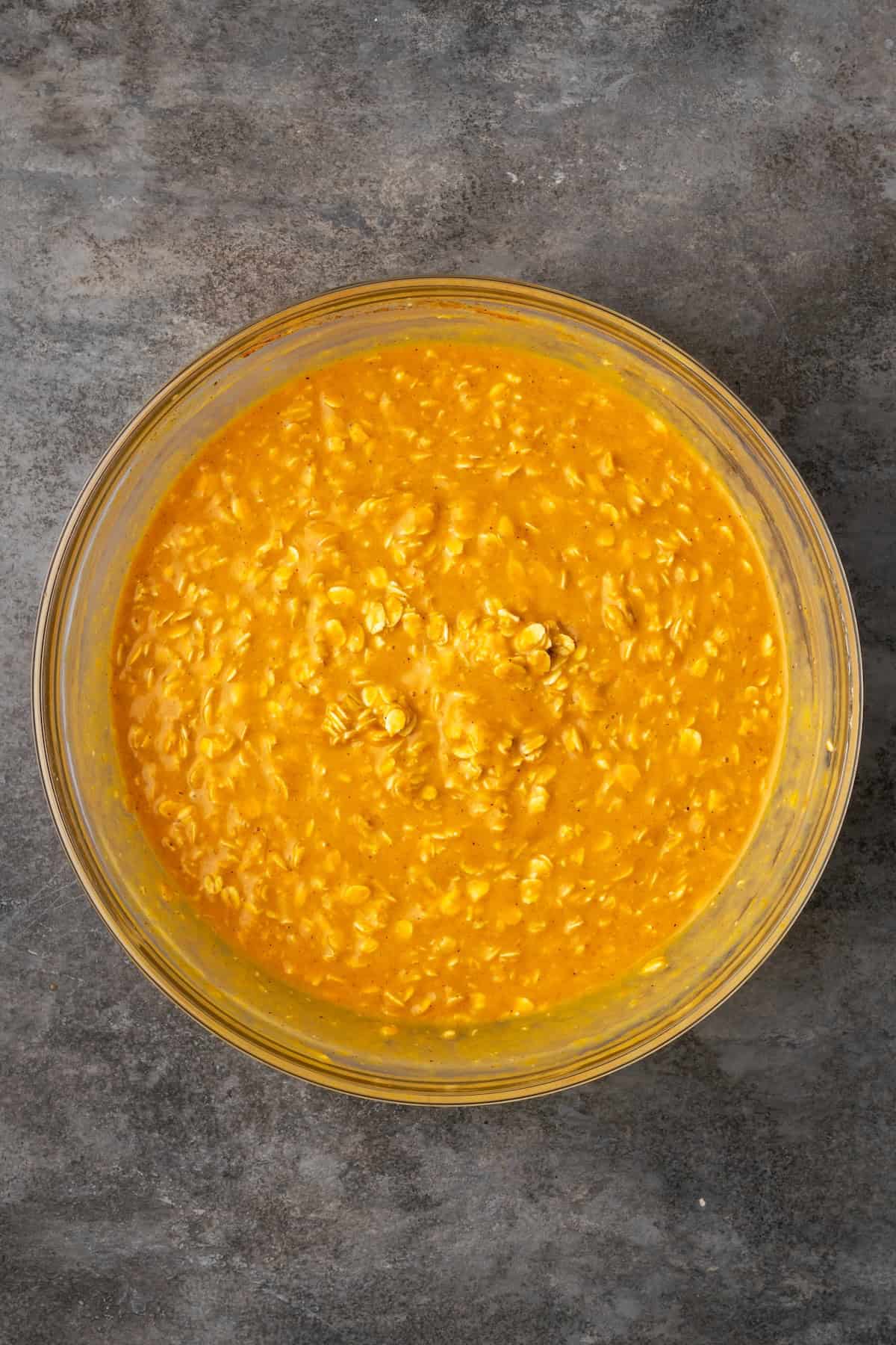 Pumpkin spice oatmeal in a bowl.