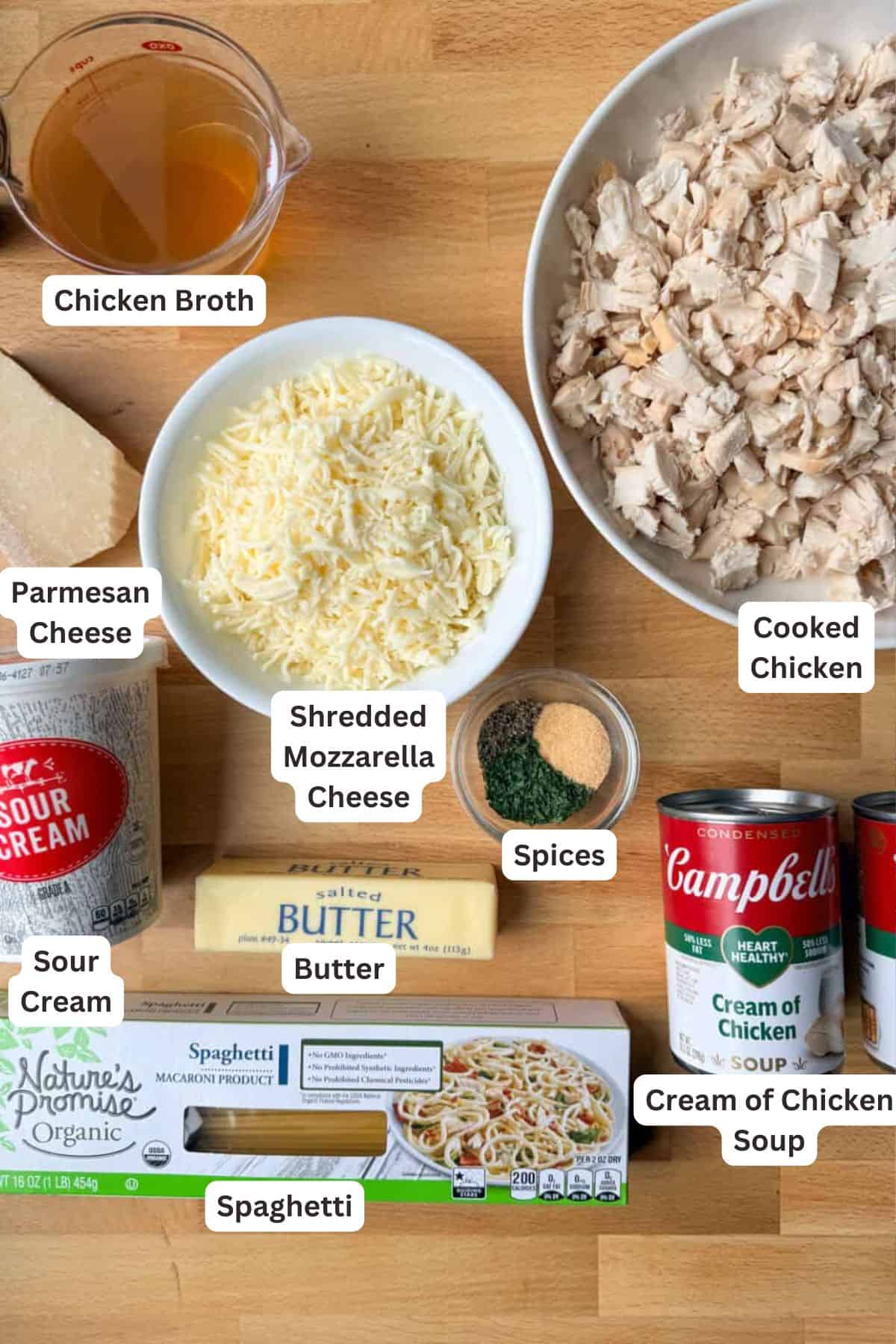 Creamy chicken tetrazzini is an easy pasta bake that's ready in under an hour! Made with juicy chicken and spaghetti in a rich cream sauce. Ingredients for Chicken Tetrazzini.