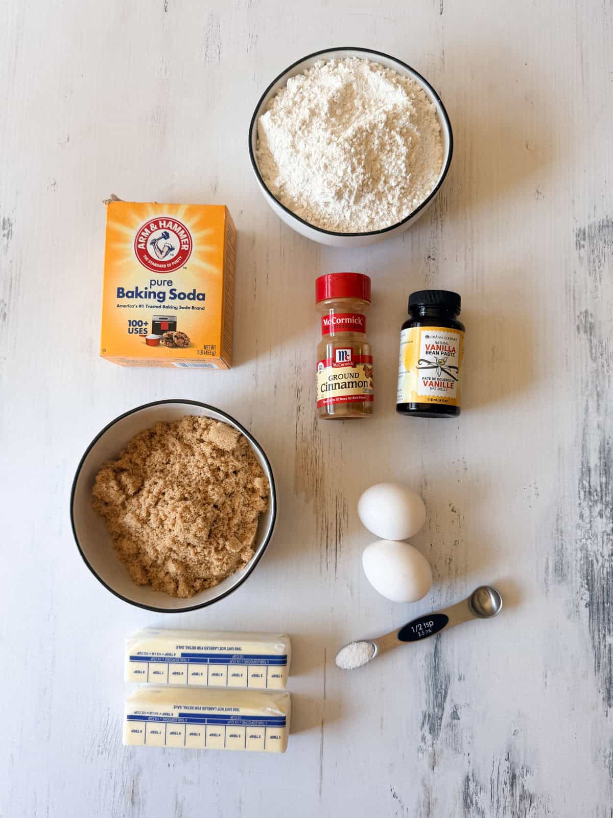 Ingredients for Churro cookies laid out