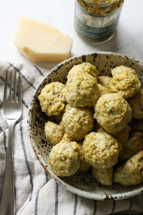 Easy Pesto Chicken Meatballs