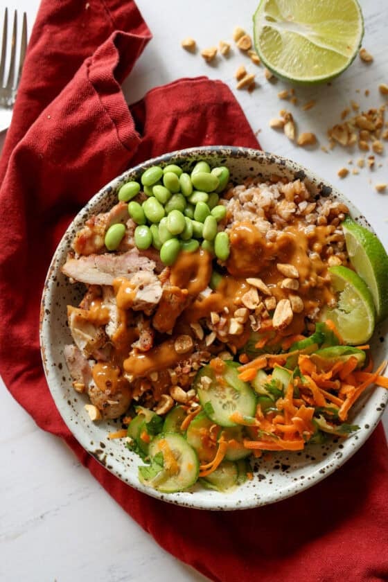 Spicy Peanut Chicken Bowls (High Protein)