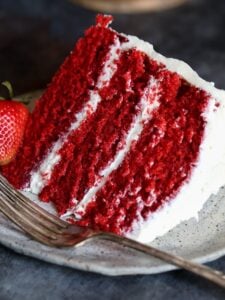 The BEST Red Velvet Cake recipe that slices up perfectly!