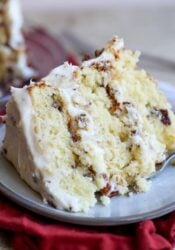 Slice of Italian Cream Cake on a plate